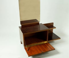 Art Deco Walnut Dressing Table with Mirror, 1930s