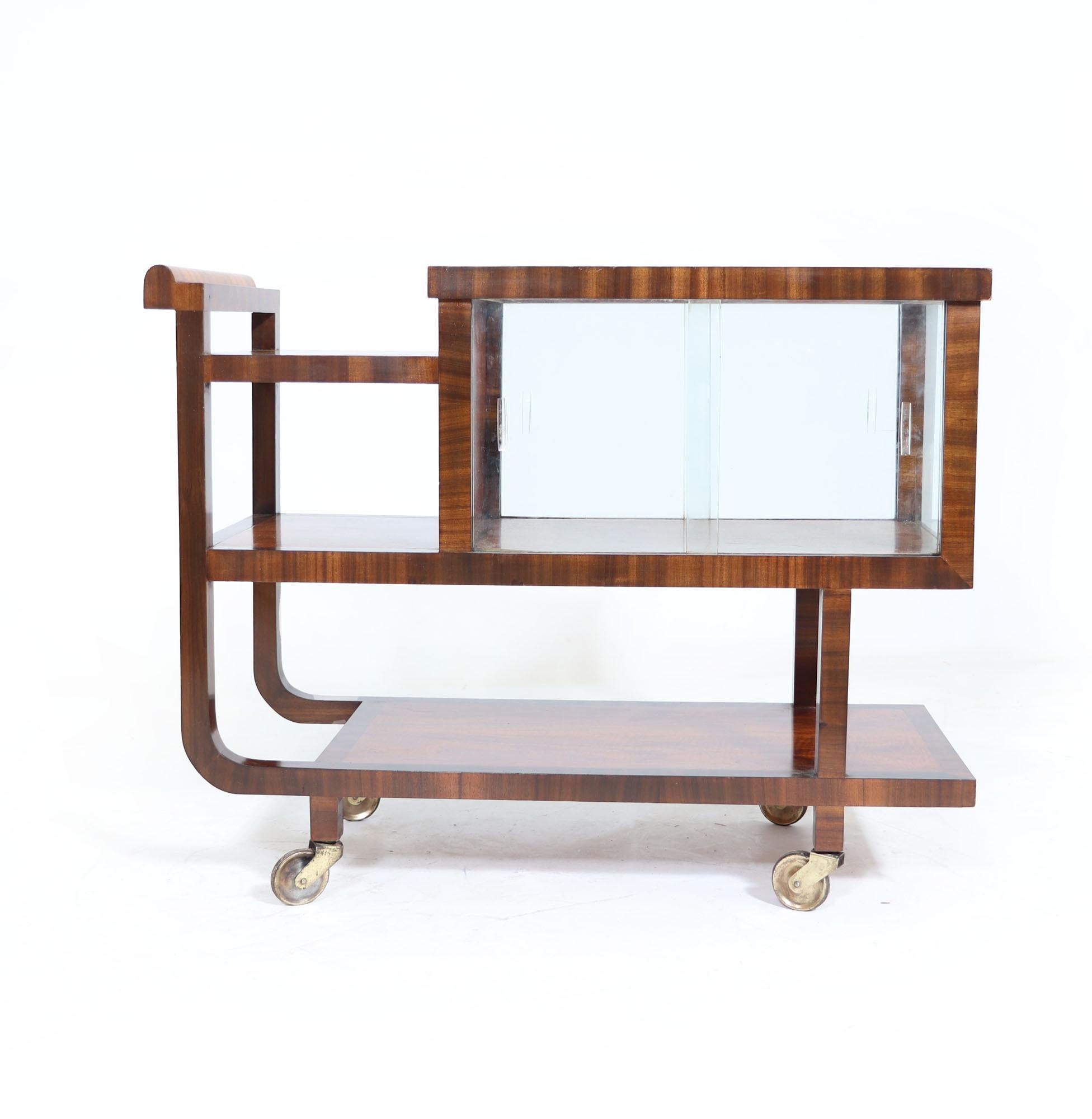 Mid-20th Century Art Deco Walnut Drinks Trolley