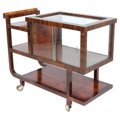 Vintage Art Deco Walnut Drinks Trolley