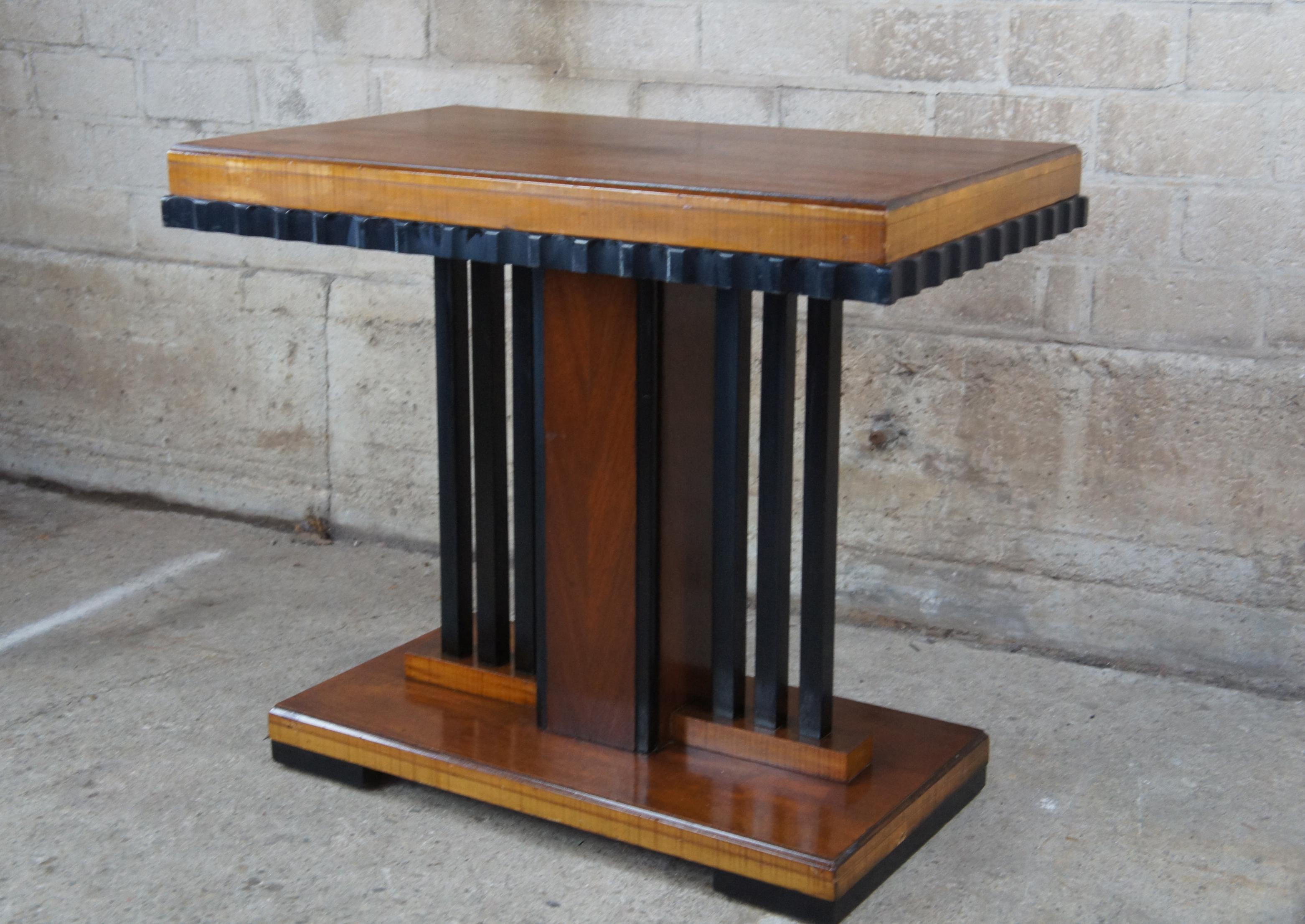 Art Deco Walnut and Ebonized Wood Console Side End Accent Entry Table 7
