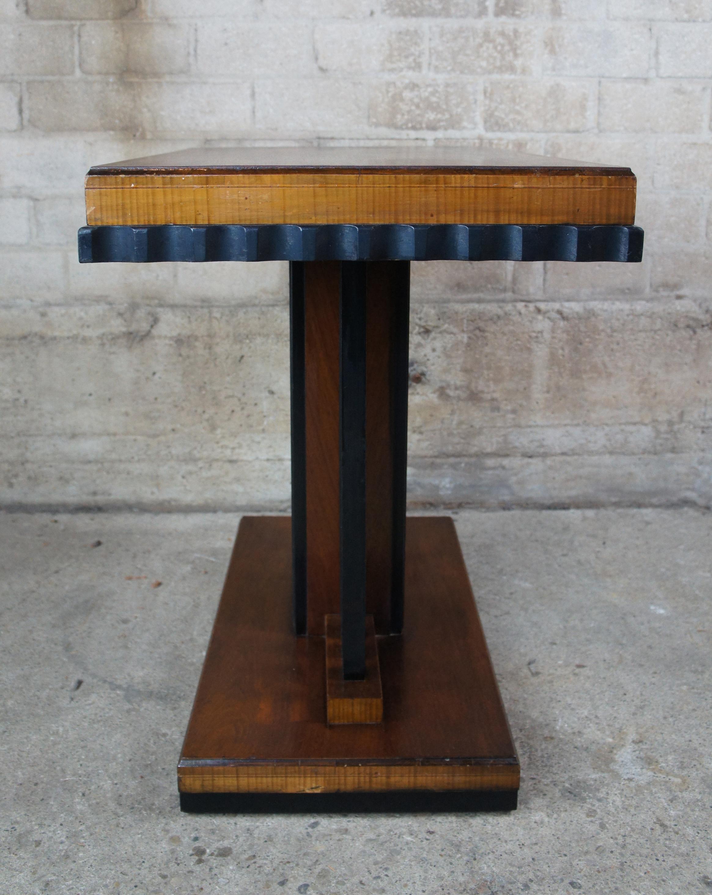 Art Deco Walnut and Ebonized Wood Console Side End Accent Entry Table 4