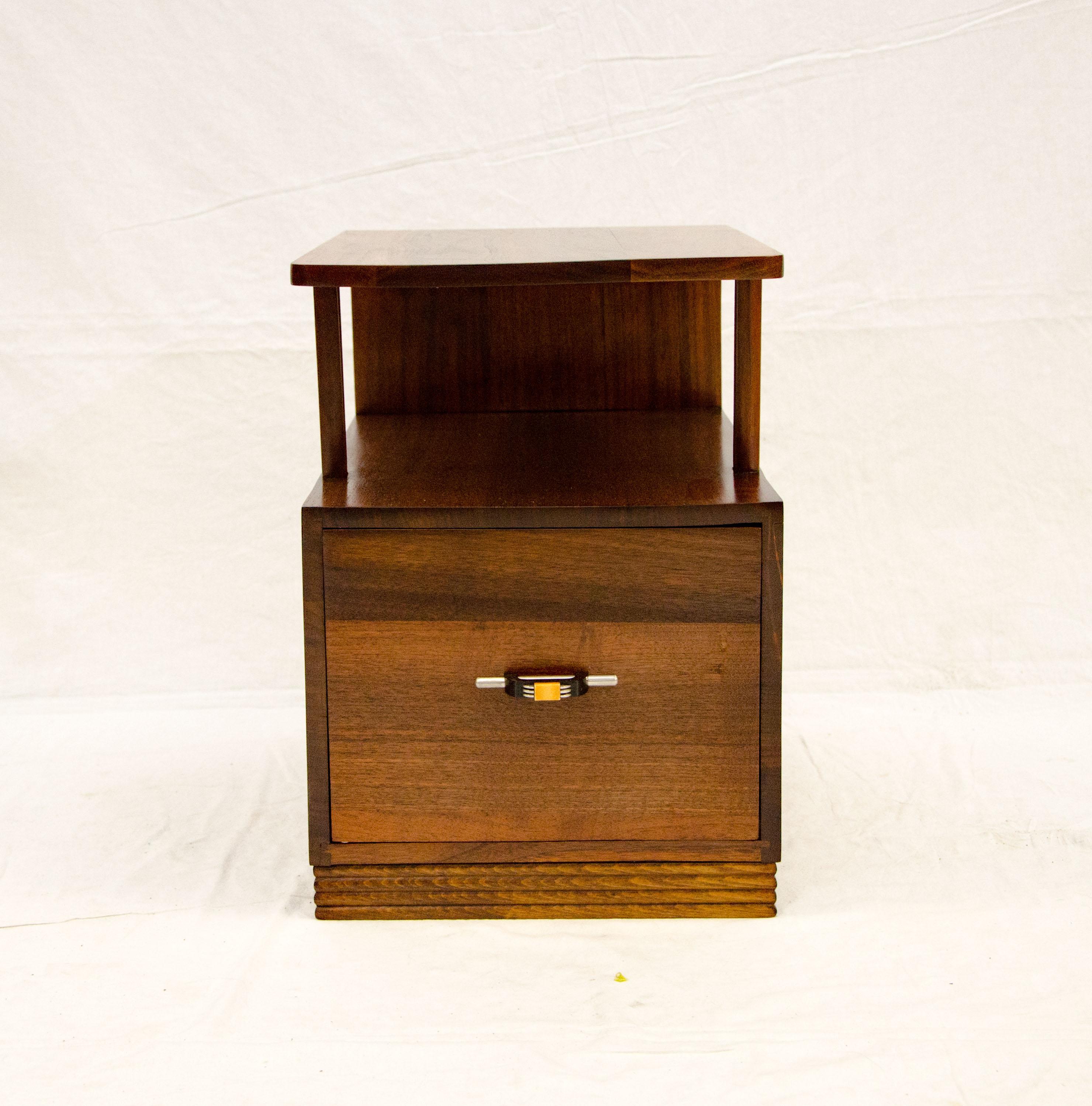 American Art Deco Walnut End Table or Nightstand