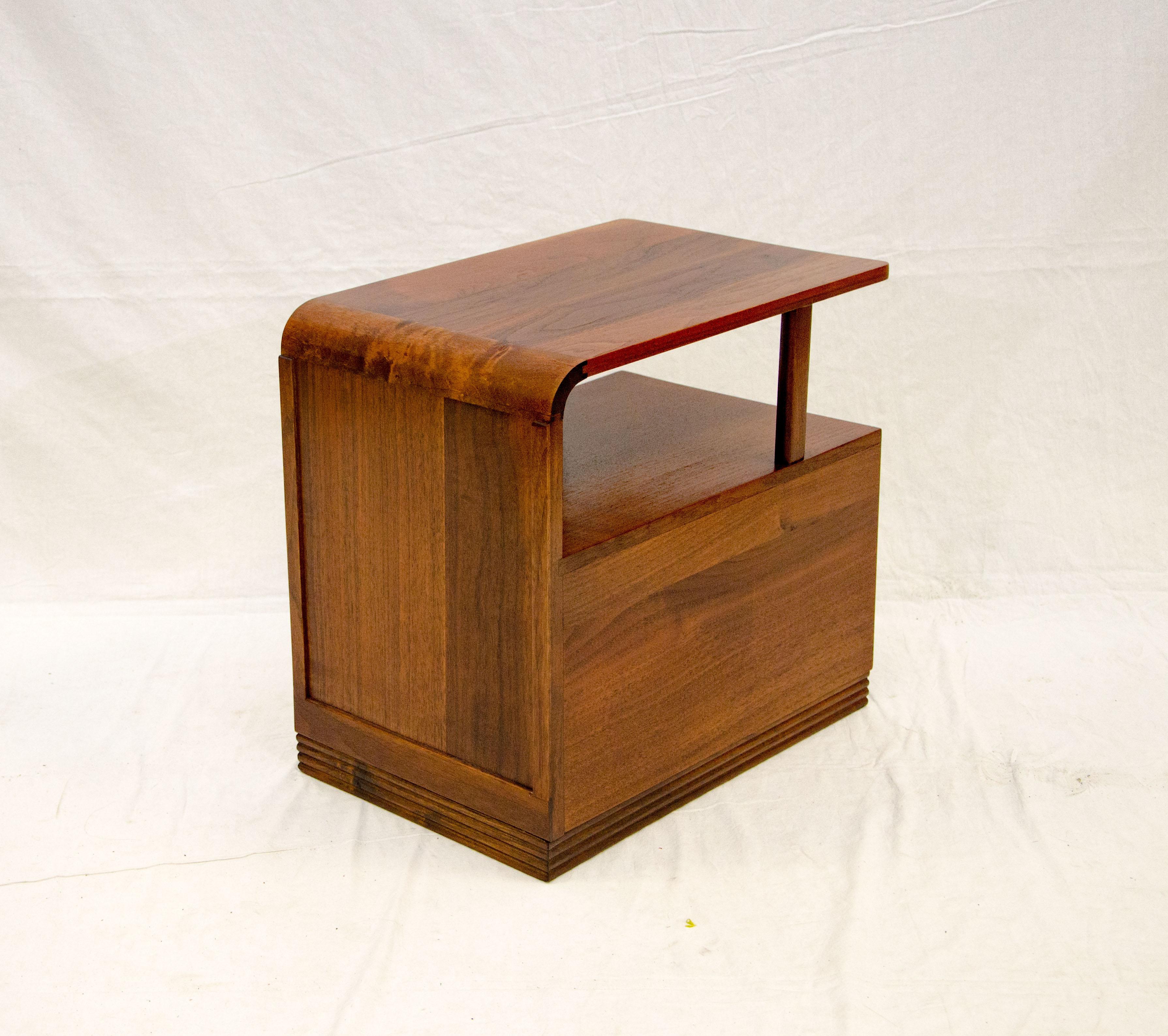 Art Deco Walnut End Table or Nightstand 1