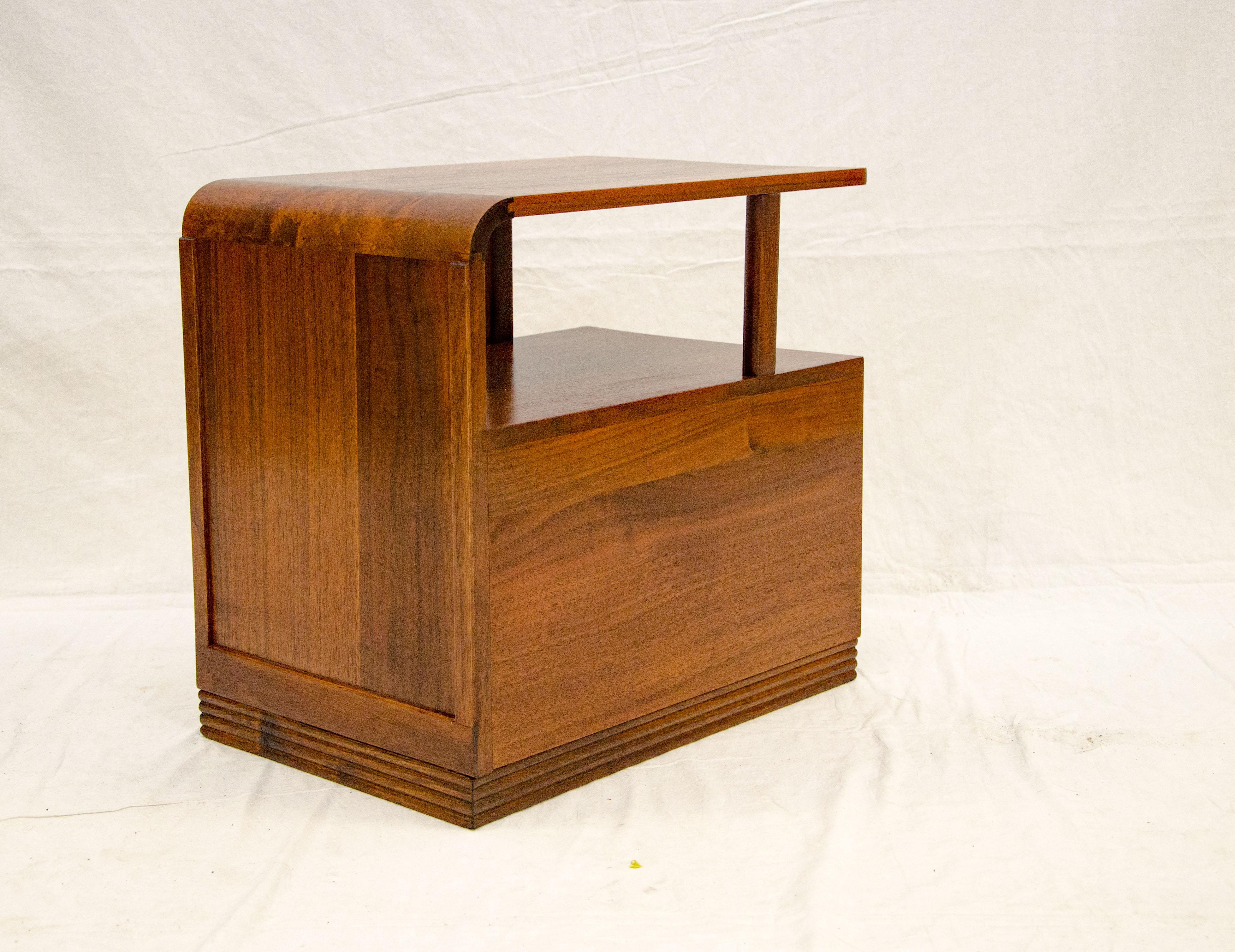 Art Deco Walnut End Table or Nightstand 2