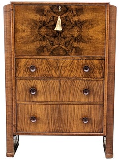 Bureau anglais en noyer Art déco, c1930