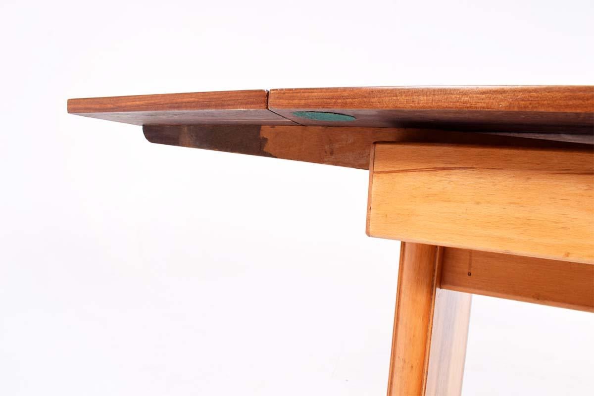 French Art Deco Walnut Extending Dining Table For Sale