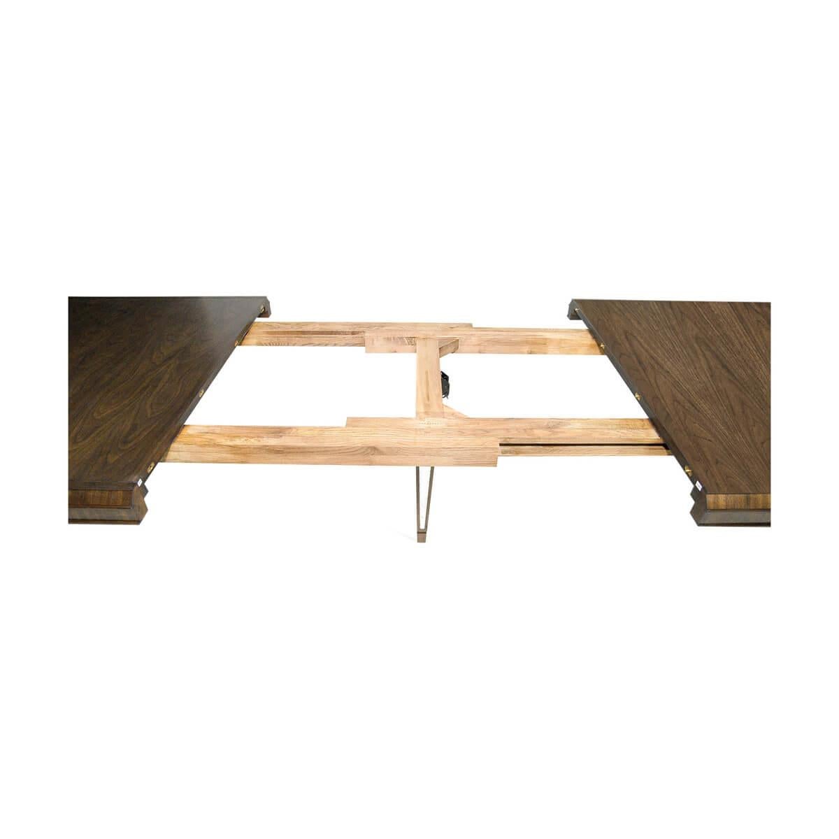Vietnamese Art Deco Walnut Extension Dining Table For Sale