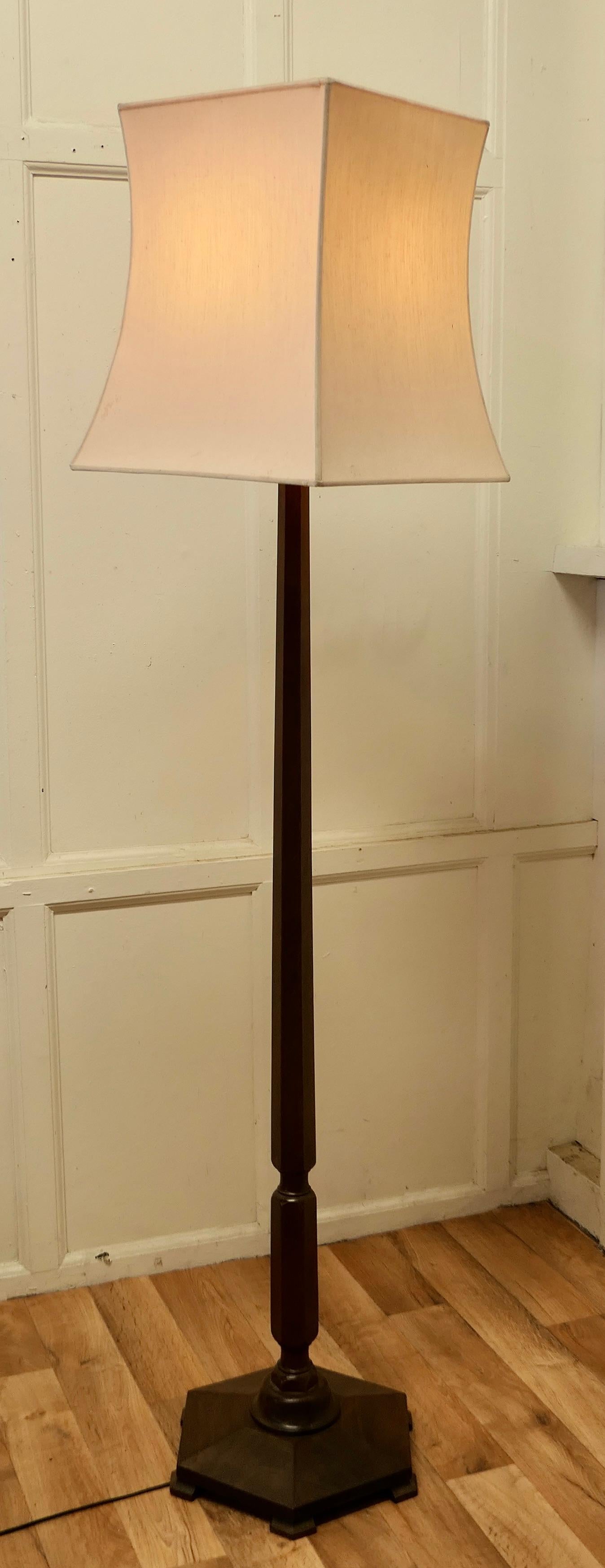 Art Deco Walnut Floor Standing or Standard Lamp In Good Condition In Godshill, Isle of Wight