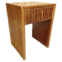 Art Deco Walnut Fluted Occasional Table With Drawer, c1930