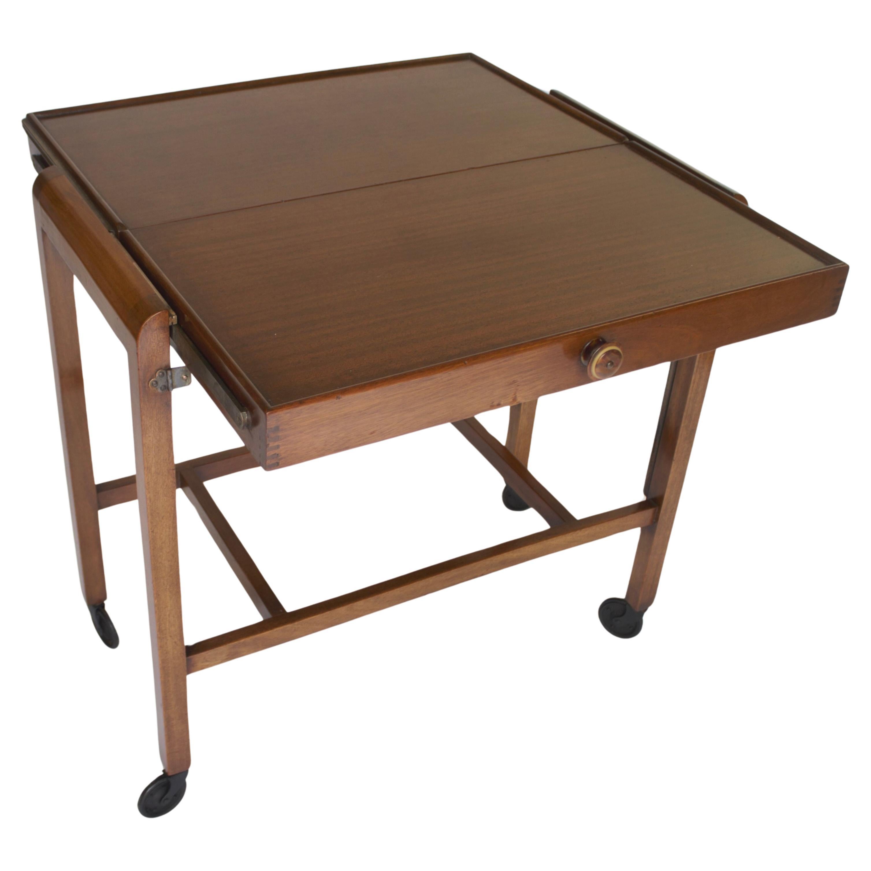 Art Deco Walnut Fold over Cocktail Serving Trolley circa 1930s'