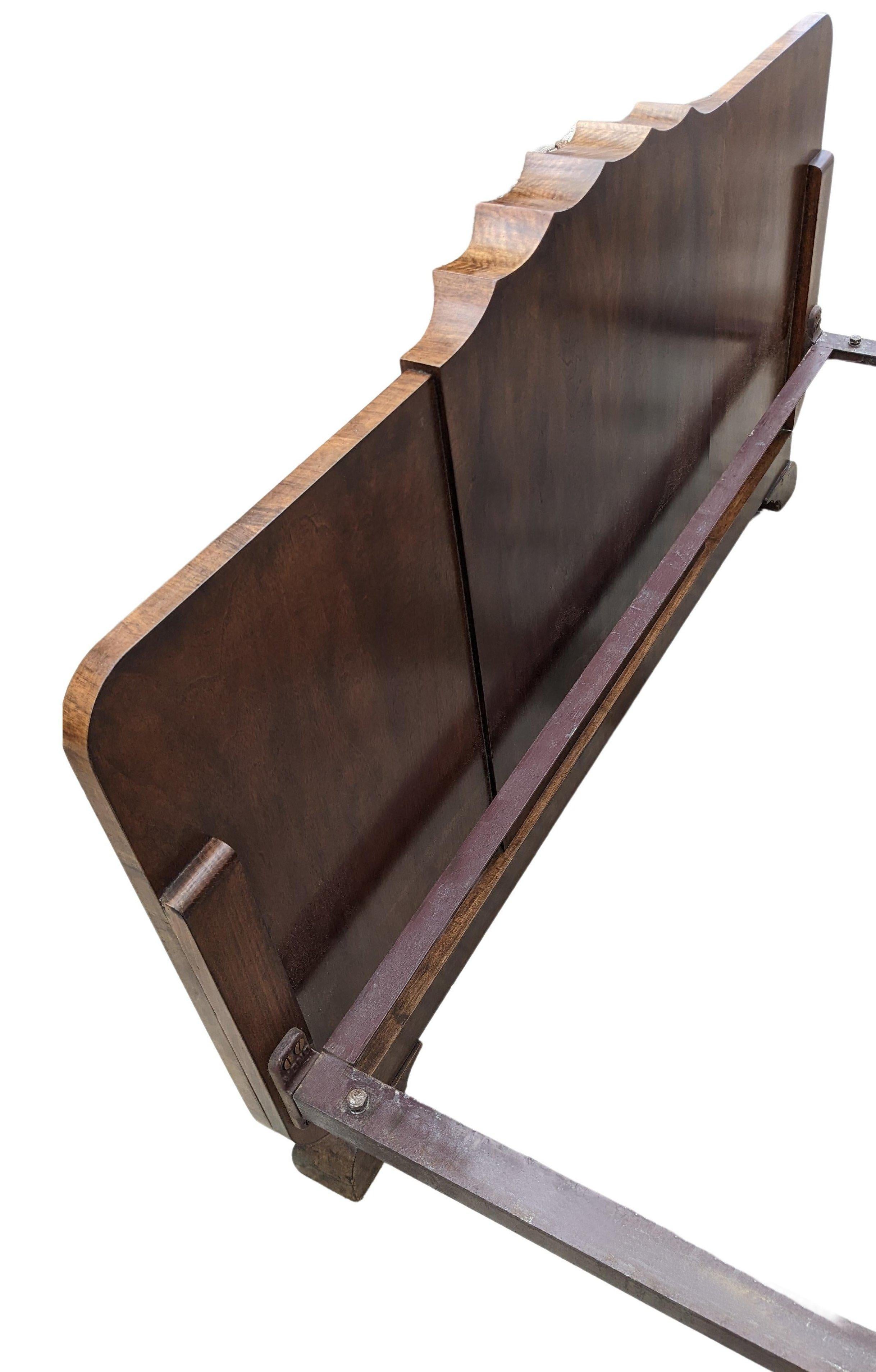 Art Deco Walnut French Double Bed, Circa 1935 For Sale 2