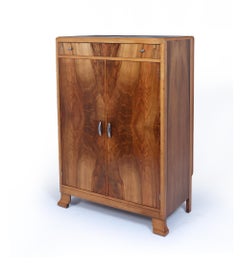 Art Deco Walnut Gentleman’s Wardrobe with Drawer