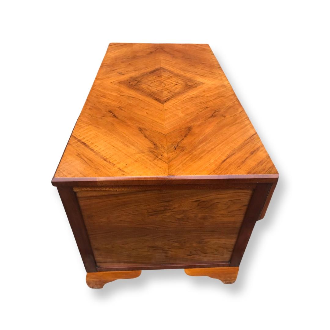 Art Deco Walnut geometric low chest of drawers 1