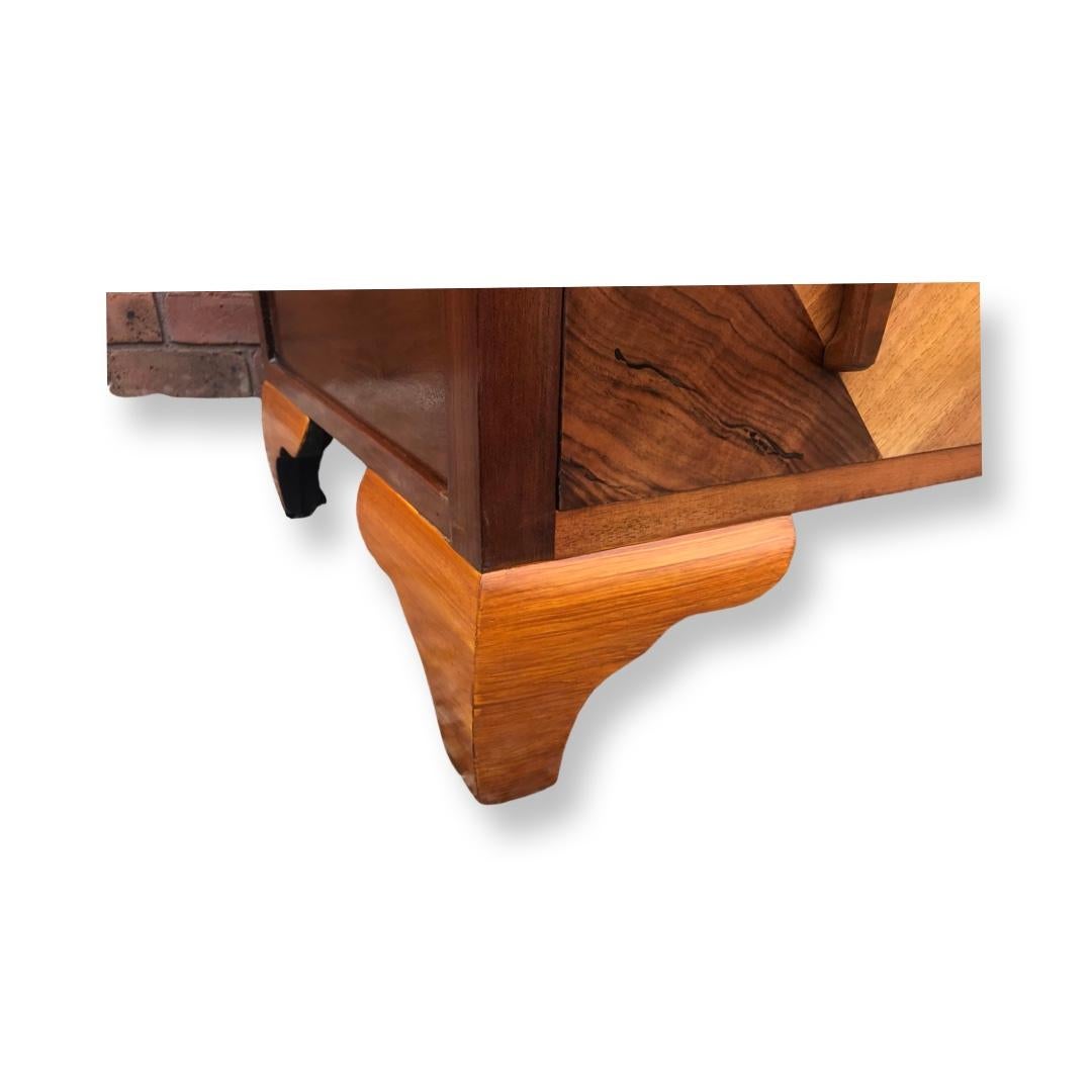 Art Deco Walnut geometric low chest of drawers 2