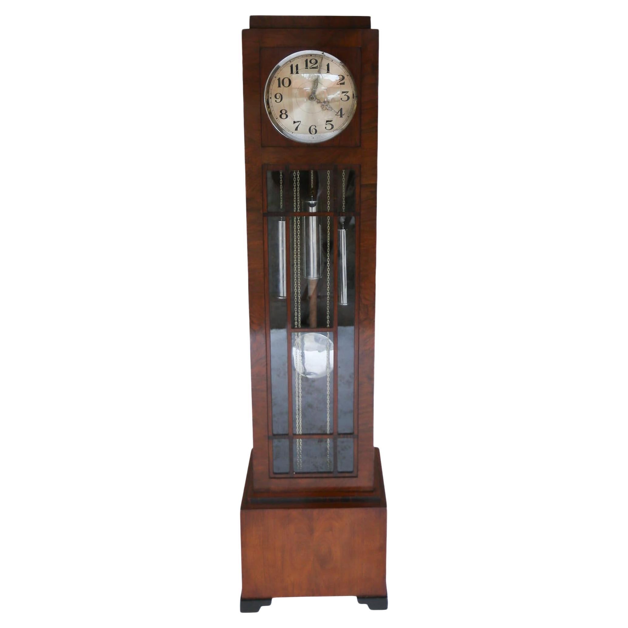Art Deco Walnut Grandfather Clock 1930s