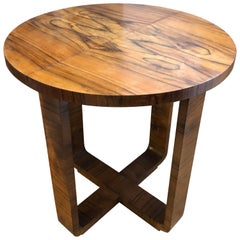 Art Deco Walnut Italian Round Side Table, circa 1930