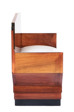 Art Deco Walnut & leather Settle circa 1920s