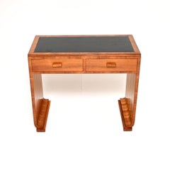 Art Deco Walnut Leather Top Desk