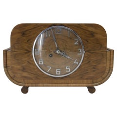 Vintage Art Deco Walnut Mantel Clock Mauthe, Germany, 1930s