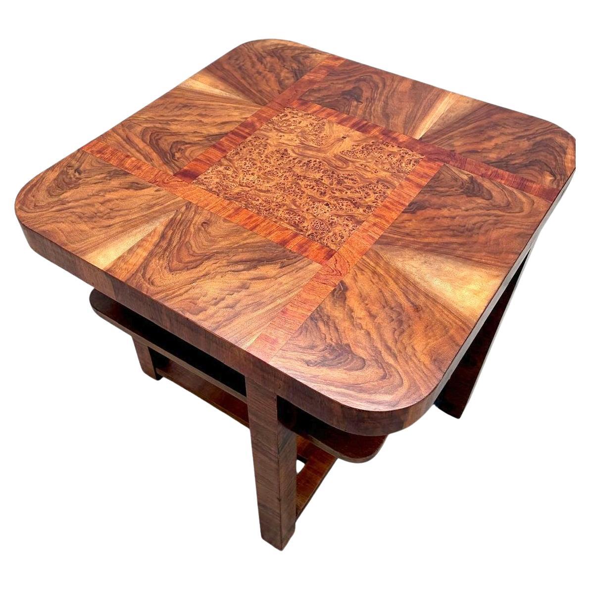 Art Deco Walnut & Maple Occasional Table, English, 1930s For Sale 3