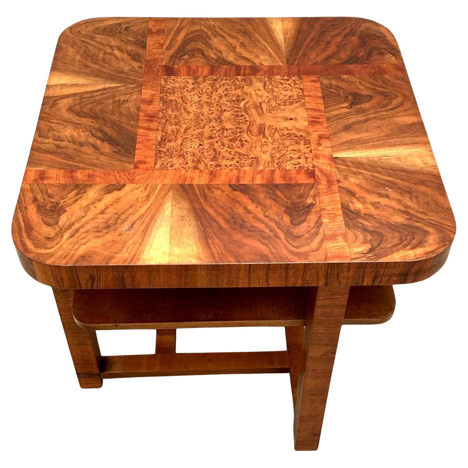 Art Deco Walnut & Maple Occasional Table, English, 1930s For Sale 5