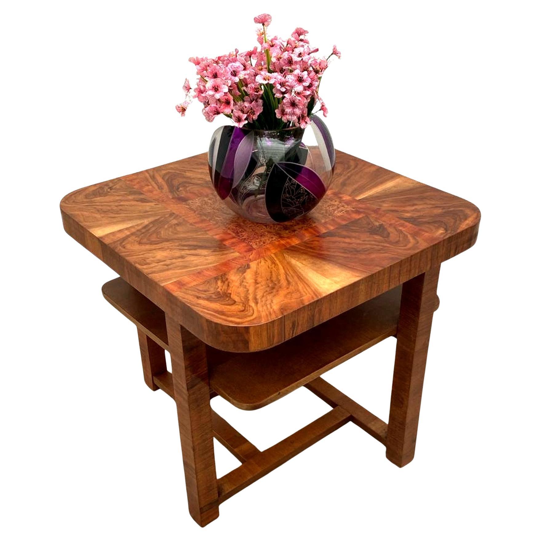Art Deco Walnut & Maple Occasional Table, English, 1930s For Sale