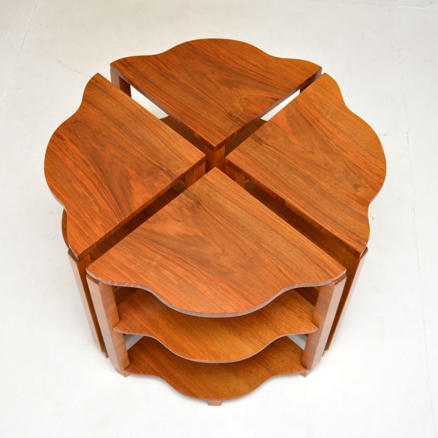 Mid-20th Century Art Deco Walnut Nesting Coffee Table by Epstein