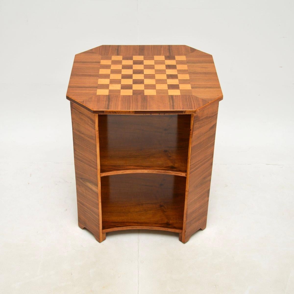 British Art Deco Walnut Occasional Coffee / Chess Table