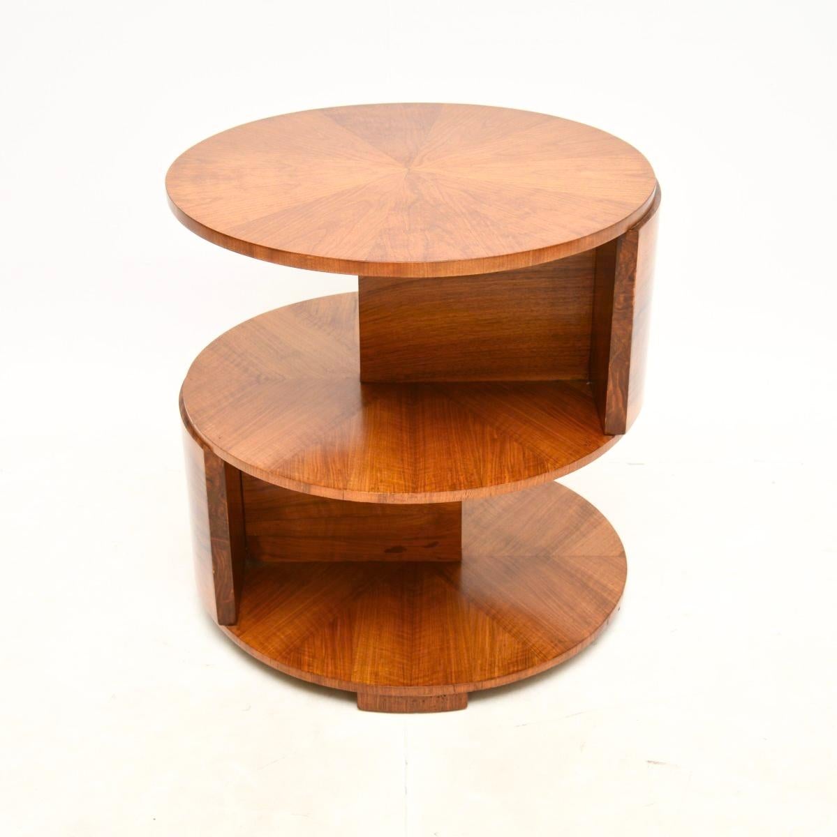 British Art Deco Walnut Occasional Side / Centre Table For Sale