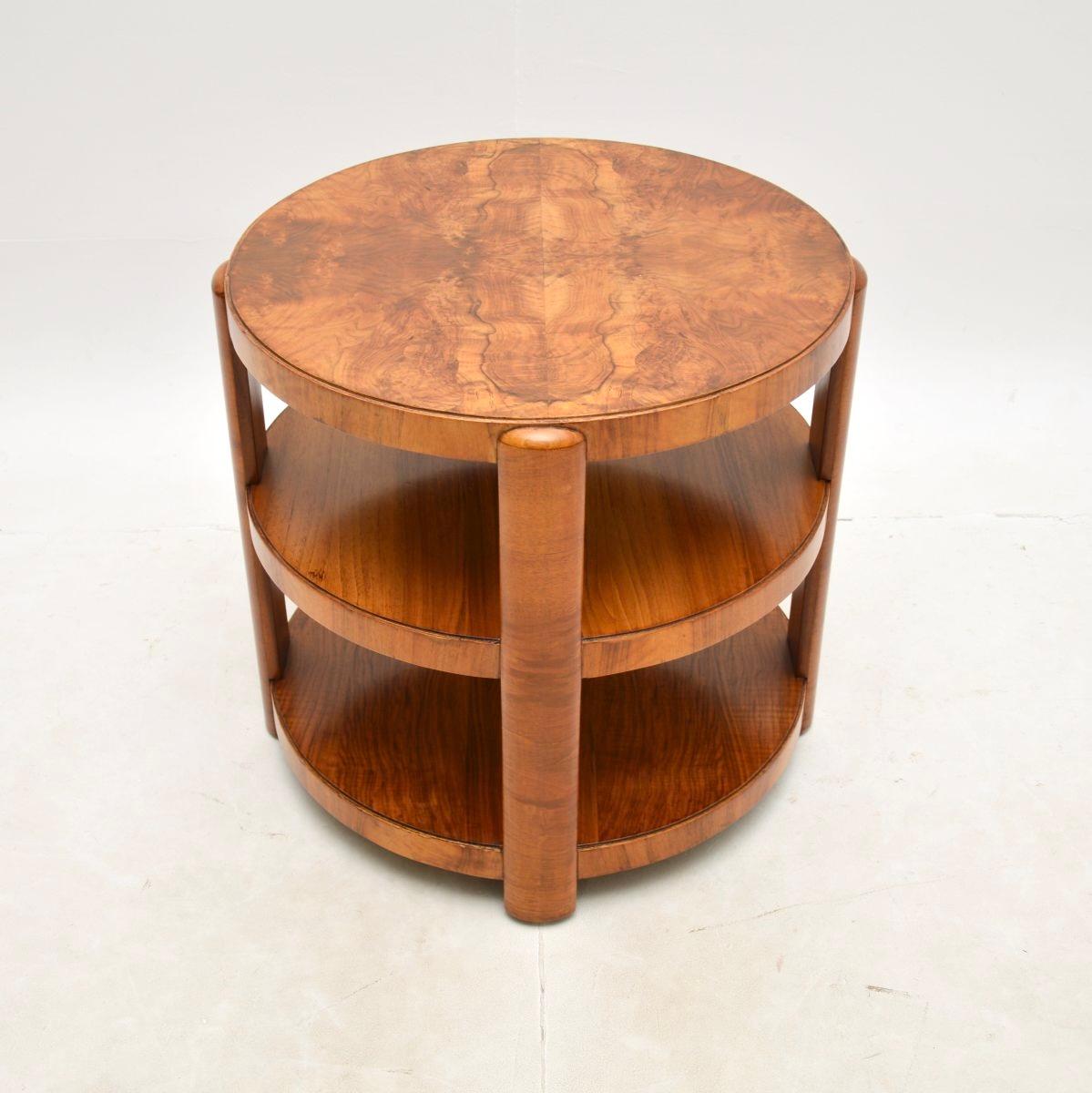 British Art Deco Walnut Occasional Side / Coffee Table For Sale