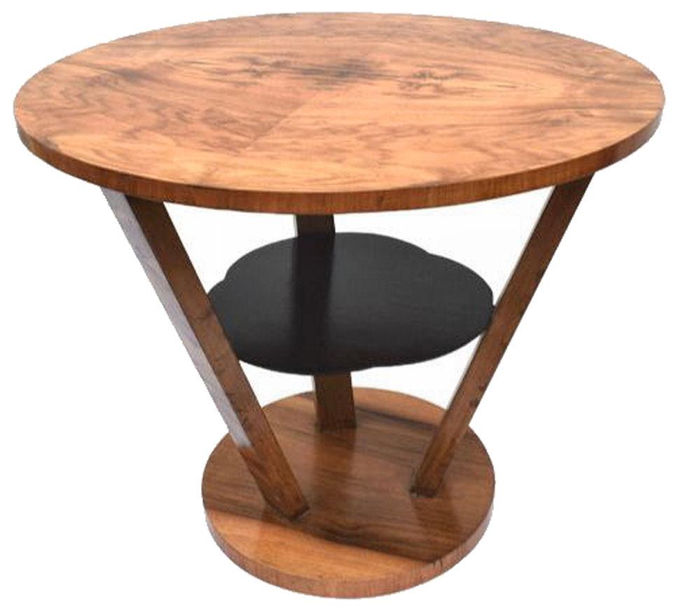Art-déco-Tisch aus Nussbaumholz mit drei Ebenen, englisch, um 1930 (Ebonisiert) im Angebot