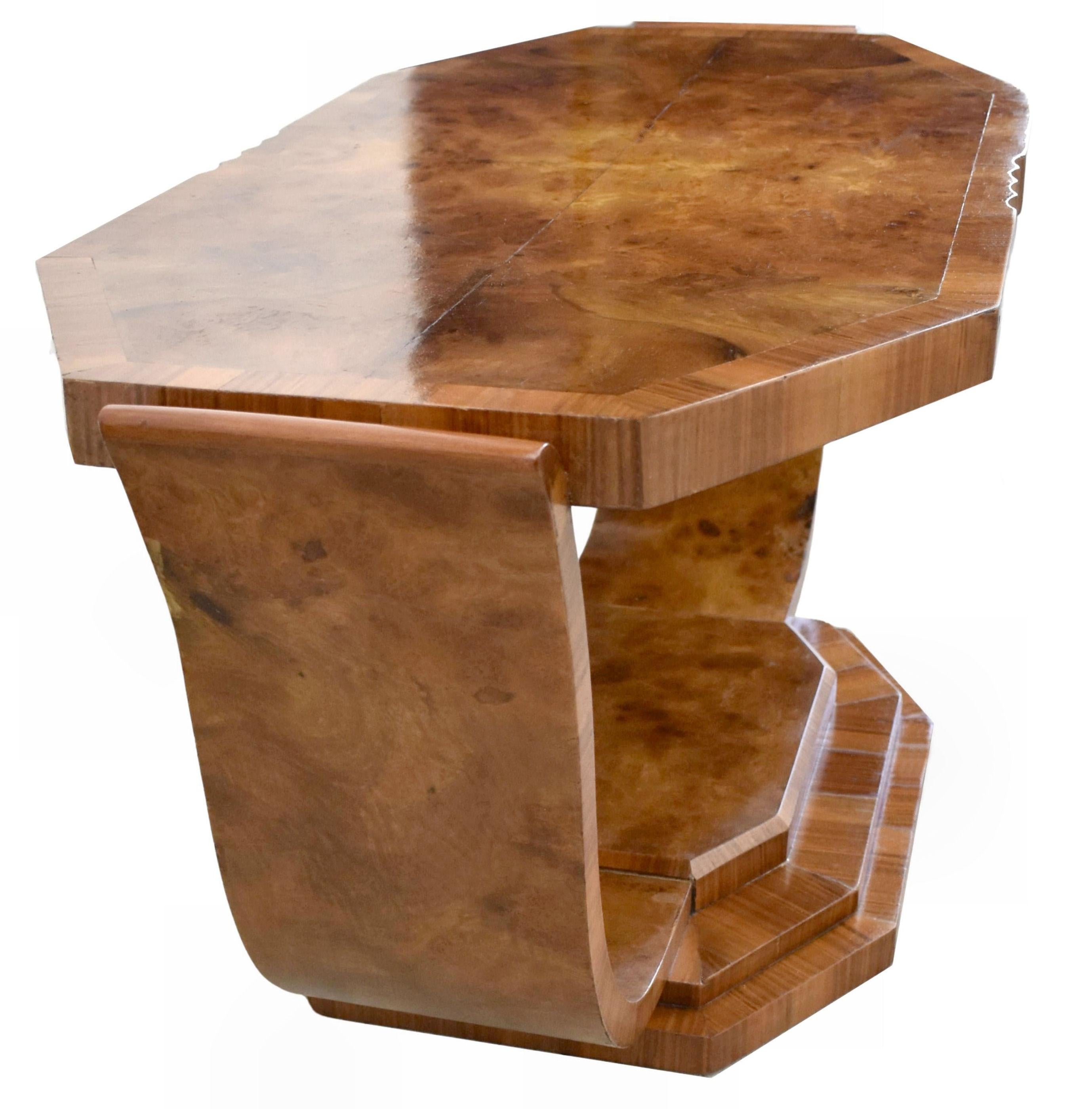 20th Century Art Deco Walnut Occasional U Base Table By Hille, English, c1930 For Sale