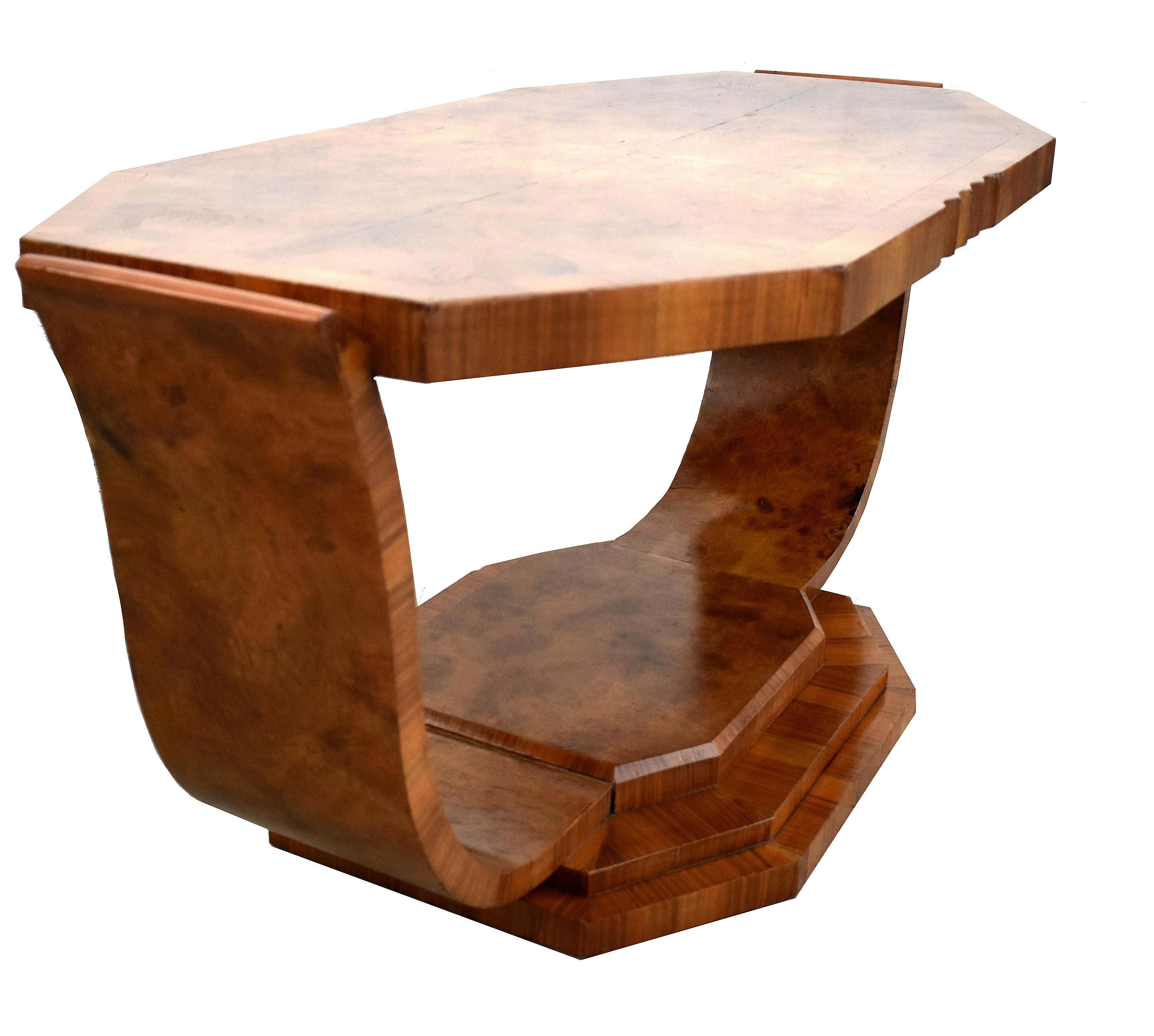Art Deco Walnut Occasional U Base Table By Hille, English, c1930 For Sale 1