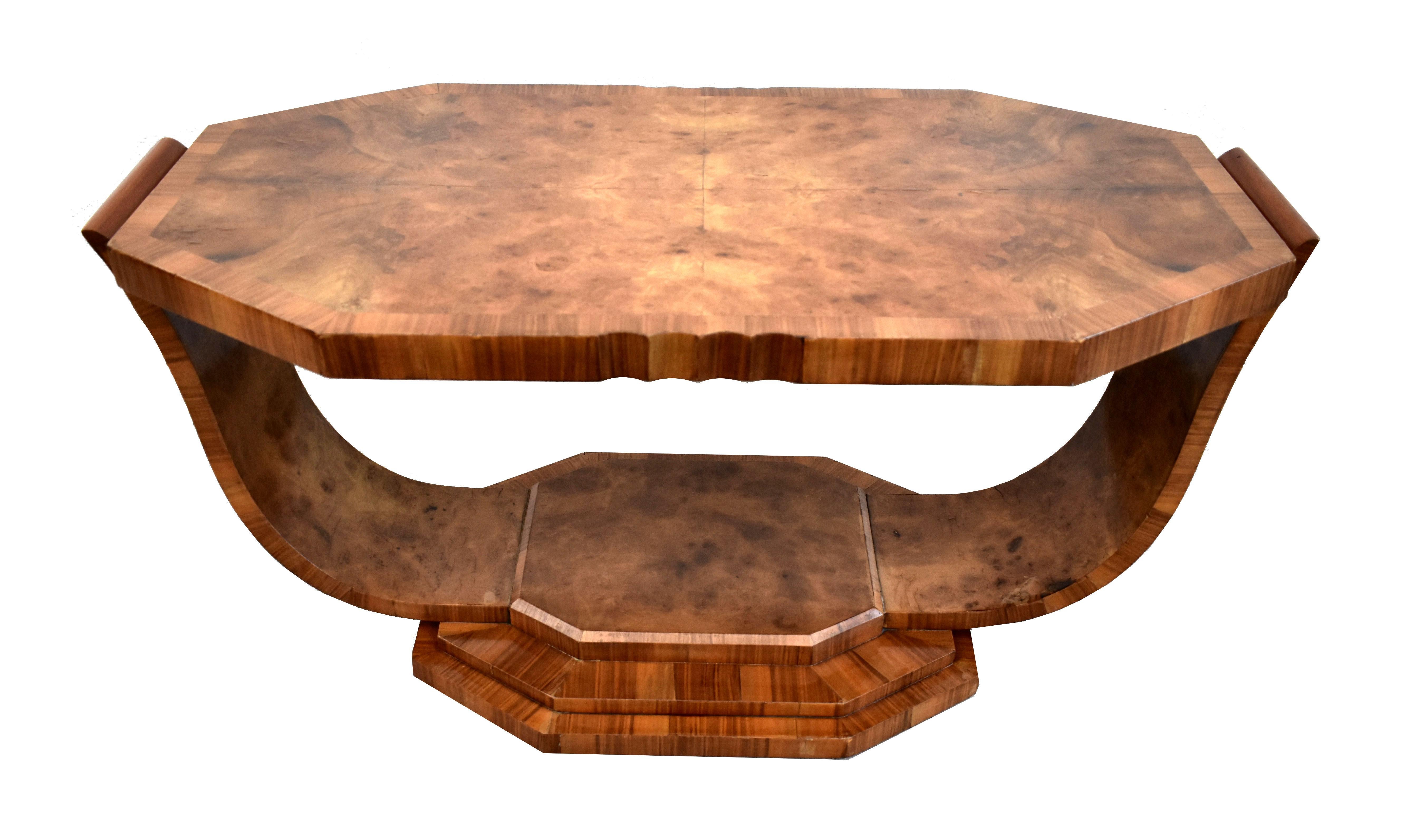 Art Deco Walnut Occasional U Base Table By Hille, English, c1930 For Sale 5