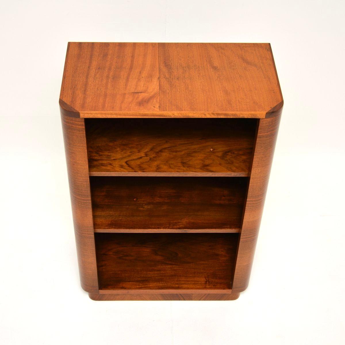 Mid-20th Century Art Deco Walnut Open Bookcase For Sale