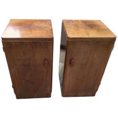 Art Deco Walnut Pair of Bedside Cabinets