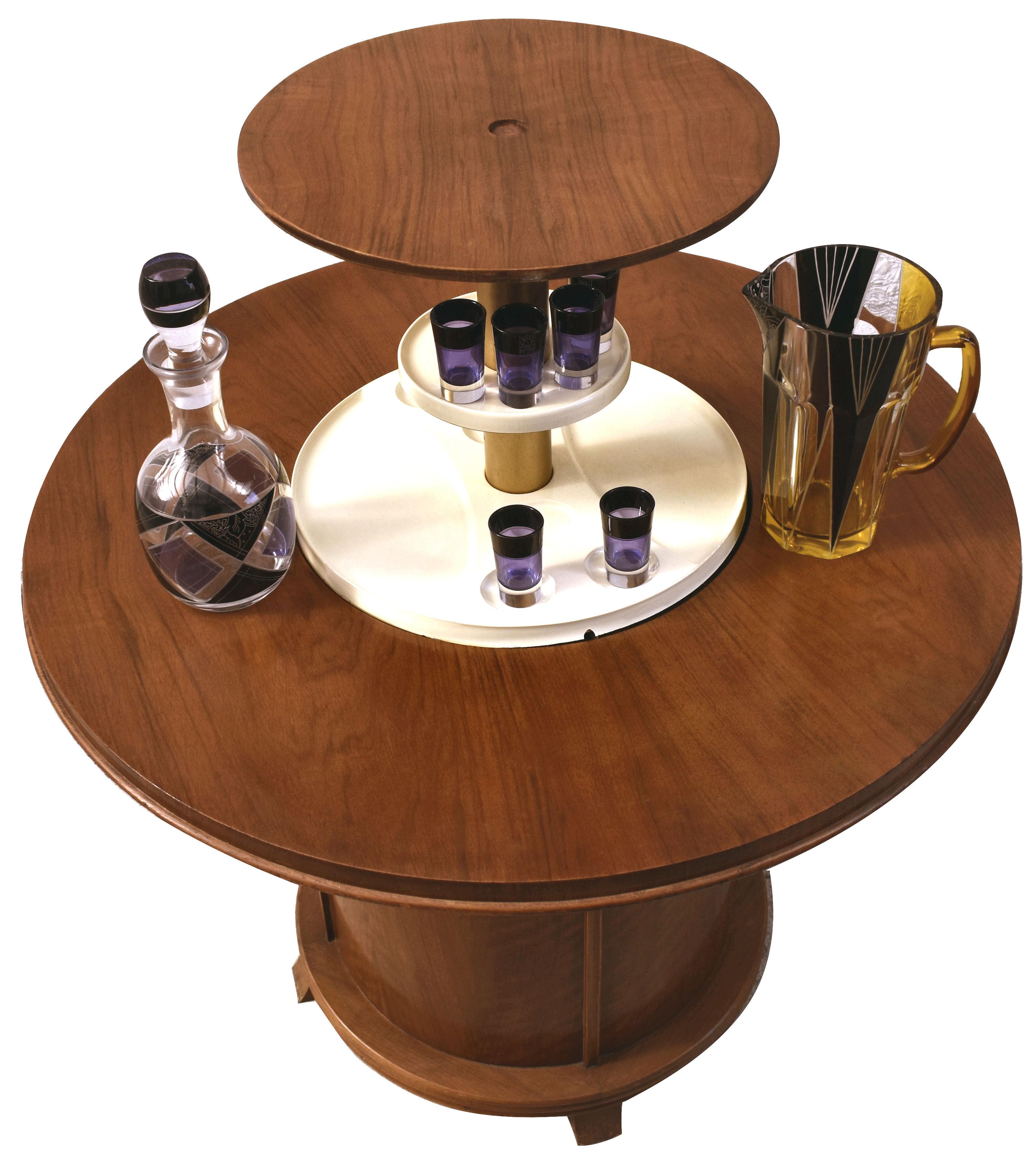 Art Deco Walnut Pop Up Cocktail Drinks Dry Bar Table, C1930 In Good Condition In Devon, England