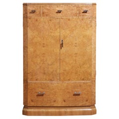 Used Art deco walnut press cupboard