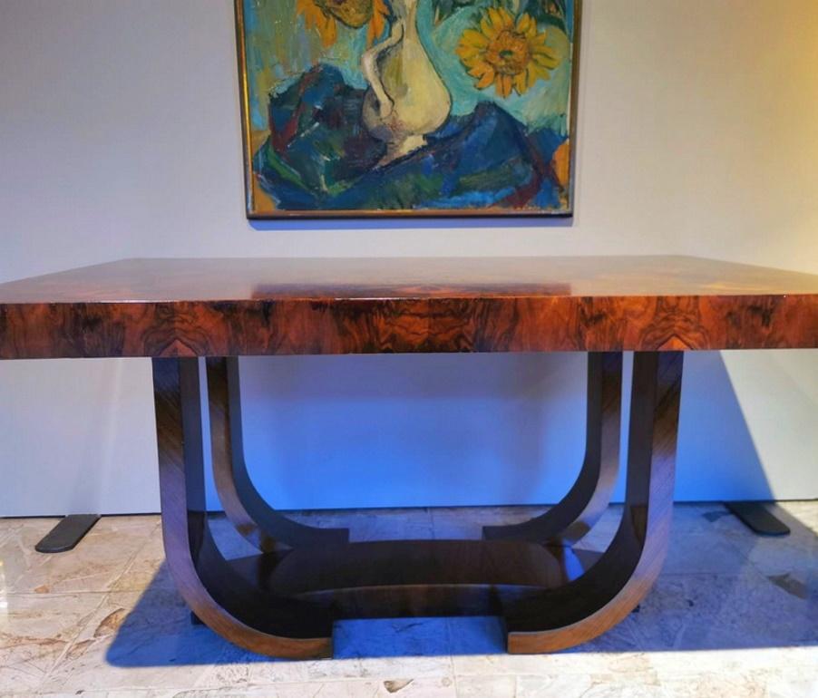 Art Deco Walnut Radica French Extending Dining Table 9