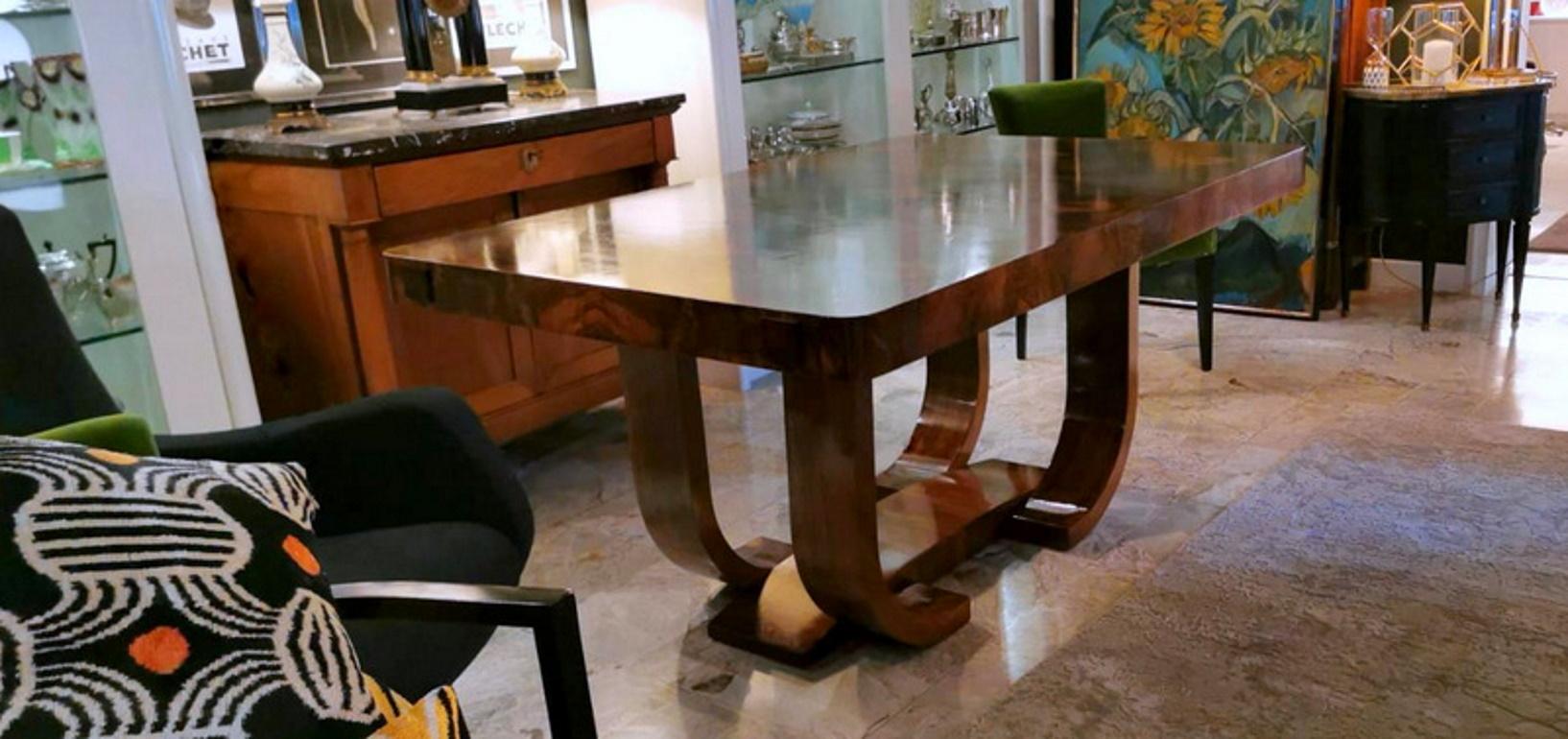 Art Deco Walnut Radica French Extending Dining Table 10