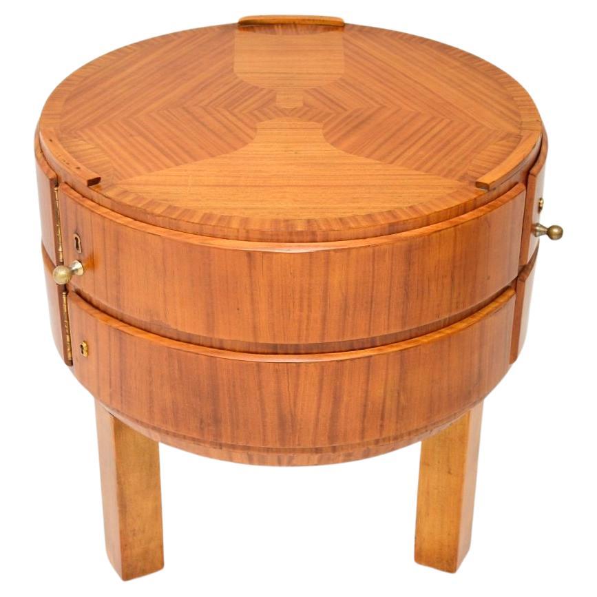 Art Deco Walnut Revolving Occasional Table For Sale at 1stDibs