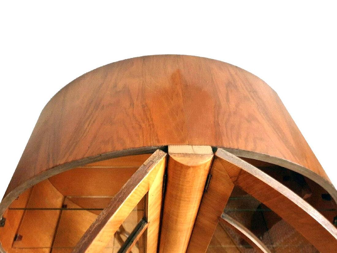 20th Century Art Deco Walnut 'Rocket Cabinet', Vitrine, England, c1930