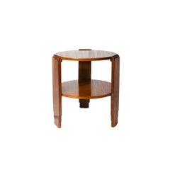 Art Deco Walnut Round Center Table, 20th Century