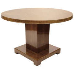 Art Deco Walnut Round Dining Table, Germany, circa 1930