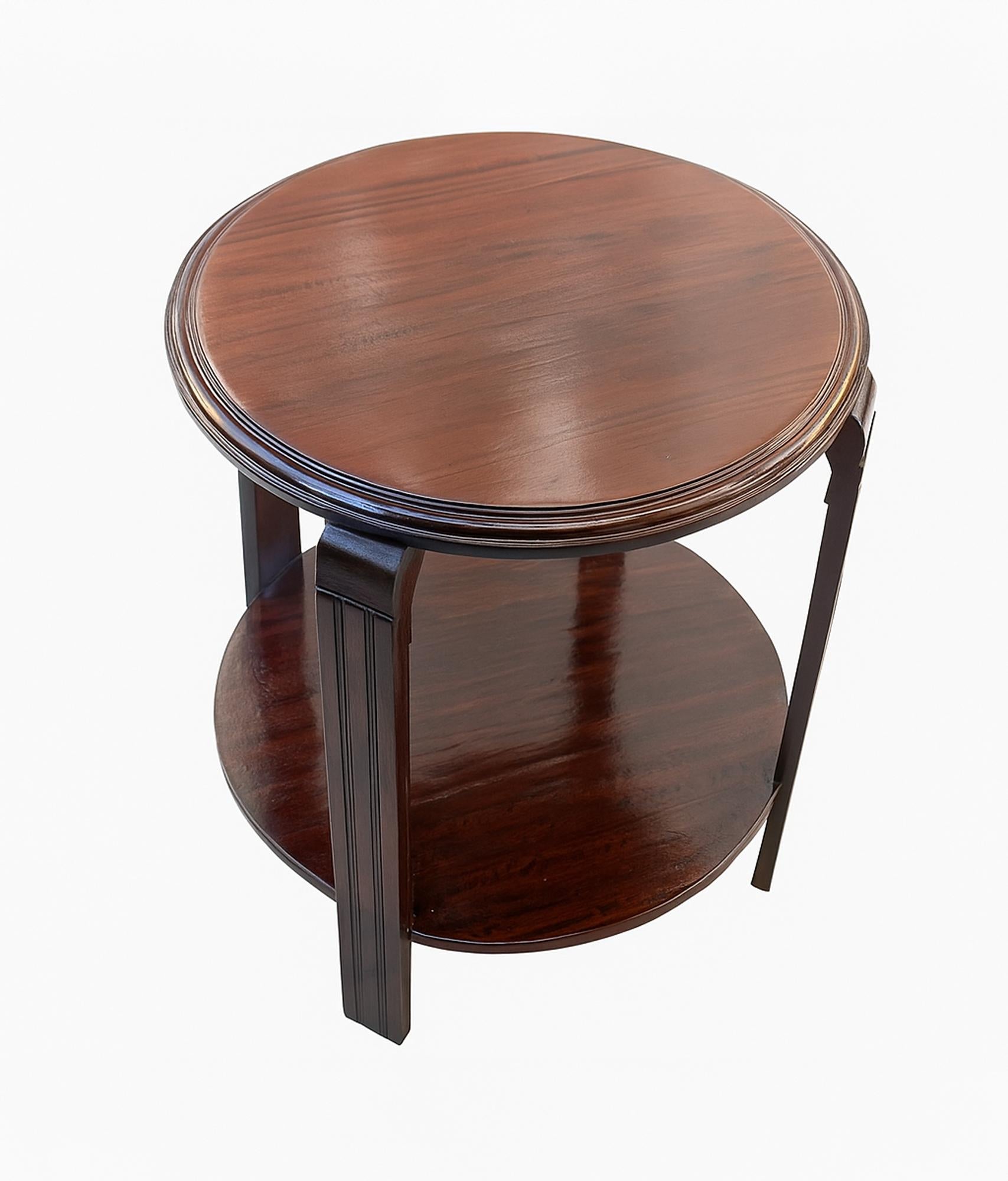 Art Deco Walnut Round Side Table, 20th Century For Sale