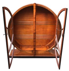 Art Deco Walnut Round Vitrine Display Cabinet, England, 1930's