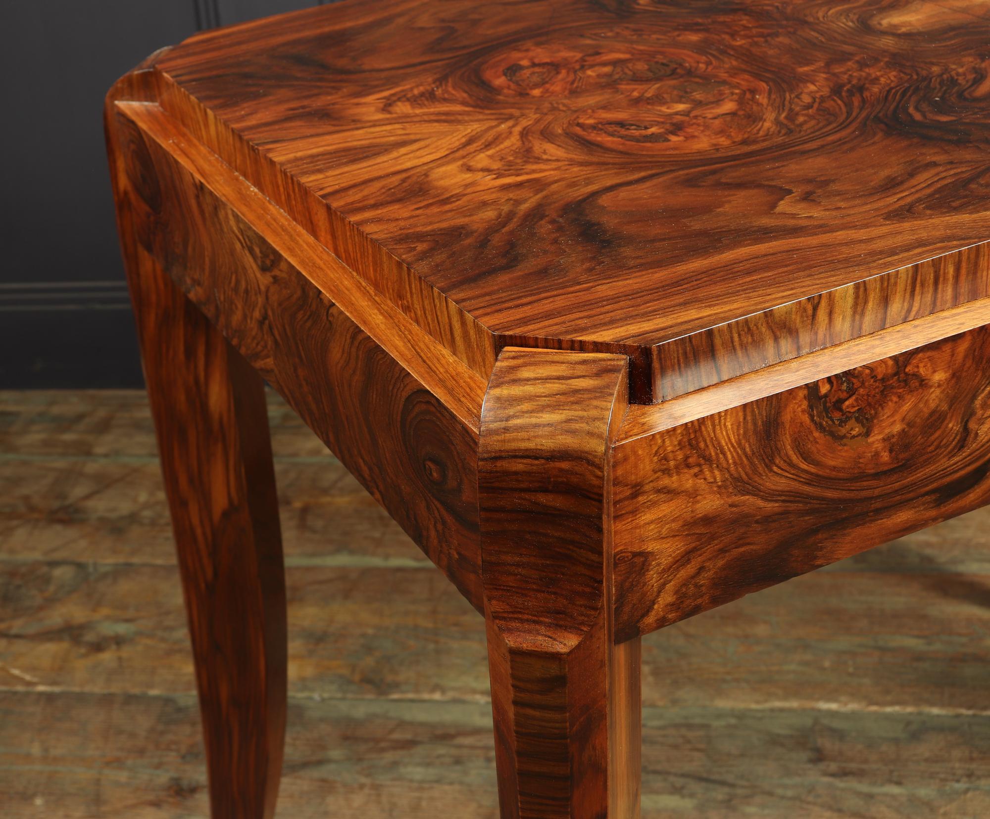 Art Deco Walnut Sabre Leg Side Table 8