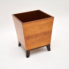 Corbeille à papier / jardinière Art Déco en noyer, bouleau satiné et macassar