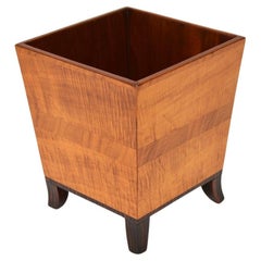 Art Deco Walnut, Satin Birch and Macassar Waste Paper Bin / Planter