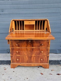 Art Deco Walnut Secretaire or Bureau with 4 drawers, Germany 1930s